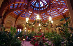 Winter Garden at the Biltmore, decorated for the holidays